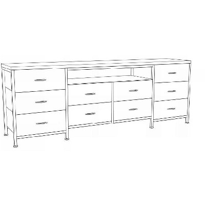 Tv Stand for Bedroom TV Entertainment Center with LED Lights & Power Outlets 10 Long Fabric Dresser for Bedroom, Hallway, Dresser Tv Stand