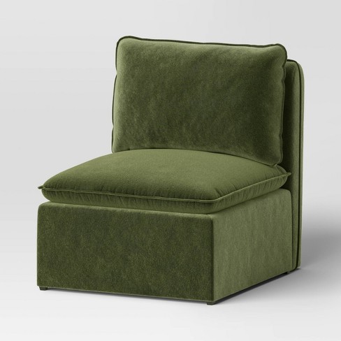 Haven Velvet Modular French Seam Sofa Chair Dark Green - Threshold ...