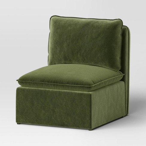 New - 17 Green Upholstered Square Modular Furniture Ottoman