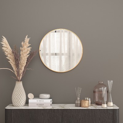 20" Round Gold Aluminum Framed Accent Mirror