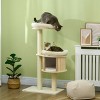TopComfy Pet Tower 3 Level Cat Tree Sisal Scratching Posts Fun Badminton Toy Soft Cushions Safe Play Areas for Cats, Beige, 25.5"*17.75"*46.5" - 2 of 4