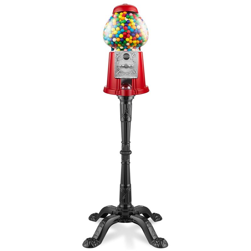 Olde Midway 15" Gumball Machine with Stand Coin Bank, Vintage-Style Bubble Gum Candy Dispenser, 1 of 8