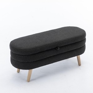 GlasFlength Ottomans and Benches Storage Ottoman Bench Upholstered Tufted Bench Bed Bench Ottomans for Room, Black, 16.93"*44.88"*18.7" - 1 of 4