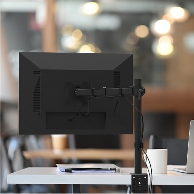 Black Powder-Coated Aluminum Full-Motion Desk Monitor Mount