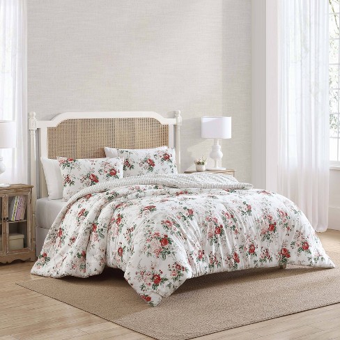 Laura Ashley Bramble Floral 100% Cotton Quilt Bedding Set Green : Target