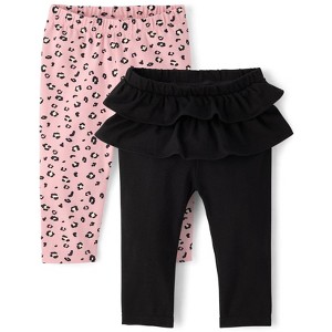The Children's Place Baby Girls Leopard Ruffle Leggings 2-Pack - 1 of 4