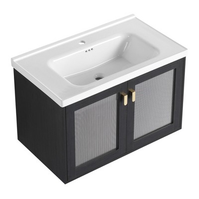 ChicFurnit Bathroom Vanities Modern Vanity with Sleek Design and Ample Storage for Bathroom Spaces, Black,31.9”*18.7”*20.7"