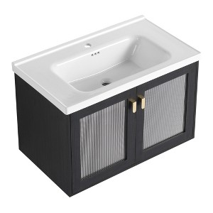 ChicFurnit Bathroom Vanities Modern Vanity with Sleek Design and Ample Storage for Bathroom Spaces, Black,31.9”*18.7”*20.7" - 1 of 3