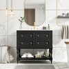 KWPZQEB 36" Modern Bathroom Vanity with Ceramic Basin, Undermount Vanity Sink Cabinet with 4 Drawers and Open Shelf, Wood Bathroom Cabinet - 4 of 4