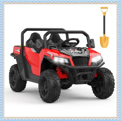 Garvee 24V Kids Ride On Dump Truck with Electric Bed, 2-Seater 4WD Ride Truck w/ Remote Control, Music, LED, Shovel, Gift for Boys & Girls