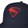 Superman 2025 Monochrome Shield Embroidery Official Pop Culture Adjustable Snapback Cotton Twill Trucker Hat, Navy - 4 of 4