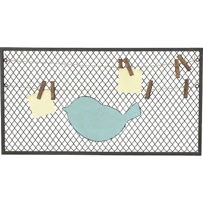 Transpac Metal 25 in. Multicolor Spring Bird Plaque with Clothesline