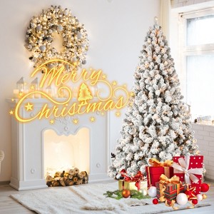 YOOCOZZ Christmas Tree Flocked Pre-Lit with UL Warm White Lights, PVC Tips and Auto-Unfold Memory Wire - 1 of 4