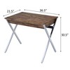 Vynxaria Rustic-Modern 2-Drawer Writing Desk - Weathered Oak Top & Chrome X-Shaped Metal Legs - 4 of 4