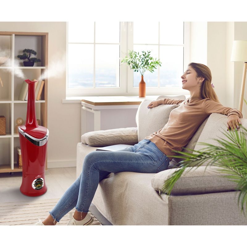 Air Innovations MH-701BA Ultrasonic Quiet 1.70 Gallon Cool Mist Aromatherapy Digital Humidifier with 5 Settings for Large Rooms up to 600 Sq Feet, Red, 5 of 7