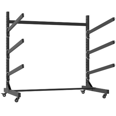 Vynxaria Freestanding Kayak Storage Rack: Holds 2/3/4 Kayaks, Adjustable Height 26.8/41/80 Inches with Lockable Wheels