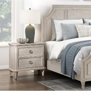 Gulches Collection Nightstand 2 Dovetail Drawers, Cedar Lined, Wire Brushed Light Brownish Gray, 28"Wx18"Dx28"H - 1 of 4