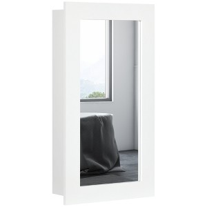 kleankin Wall-Mounted Medicine Cabinet with Mirror, Bathroom Mirror Cabinet with Single Door and Adjustable Shelves, White - 1 of 4
