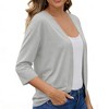 Open Front Knit Cardigan - Women's Basic Long Sleeve Casual Cover Up - 3 of 4