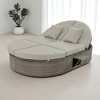Convertible Outdoor Patio Daybed with Retractable Canopy, Foldable Side Trays, Cushions, and PE Wicker Rattan Frame - 3 of 4