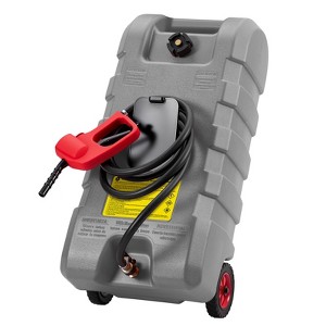 15 Gallon Gas Can with Manual Transfer Pump & 10 FT Hose, Portable Fuel Tank with Wheels & Carry Handle, Leak-Proof Heavy Duty Gas Caddy - 1 of 4