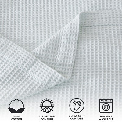 Ice Blue Cotton Waffle Weave Throw Blanket 50" x 60"