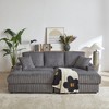 84" Corduroy 3-seater Sectional Sofa with 3 Back Pillows, 2 Toss Pillows, 2 Ottomans, Storage & Cup Holders - 4 of 4