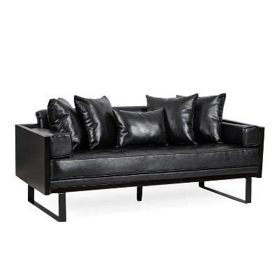 NicBex 72.25 Inch PU Leather Loveseat Sofa Couch with Metal Legs and Pillows for Living Room,Apartment,Office