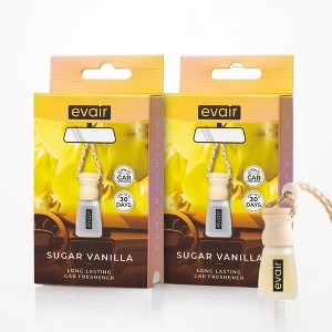 Evair Hanging Car Air Freshener with 100% Essential Oils Fragrance in Glass Bottle with Wooden Diffuser Lid | 5 ml - Pack of 2 (Vanilla) - 1 of 4