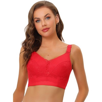 Allegra K Women's Floral Lace Adjustable Straps Full Coverage Push-up Bras  Red 40E