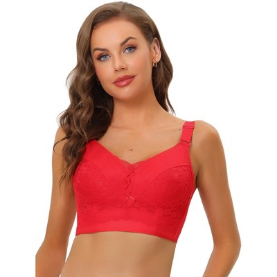 Allegra K Women's Floral Lace Adjustable Straps Full Coverage Push-up Bras  Red 40d : Target