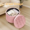 Round Storage Ottoman, Ottoman with Storage, 17.7" Dia. x 17.5" H, Sturdy Footrest with Legs, Supports 330 lb, for Living Room & Bedroom - 3 of 4