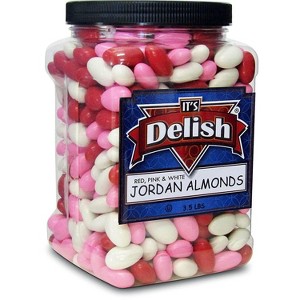 Red ,Pink & White Jordan Almonds Mix by It's Delish - 3.5 LBS Jumbo Container - 1 of 4