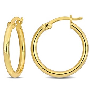 EVERLY JEWELRY | Yellow Plated Silver 20x2mm Round Hoop Earrings - 1 of 4
