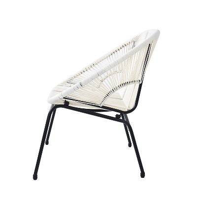 White Wicker and Metal Two-Seater Outdoor Loveseat