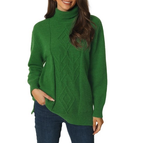 Womens green cheap pullover sweater