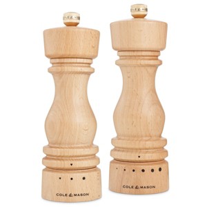 Cole & Mason London Salt & Pepper Mill Gift Set - Premium Wood Design - Adjustable for Fine to Coarse Seasonings - Beech Wood, 7” - 1 of 1