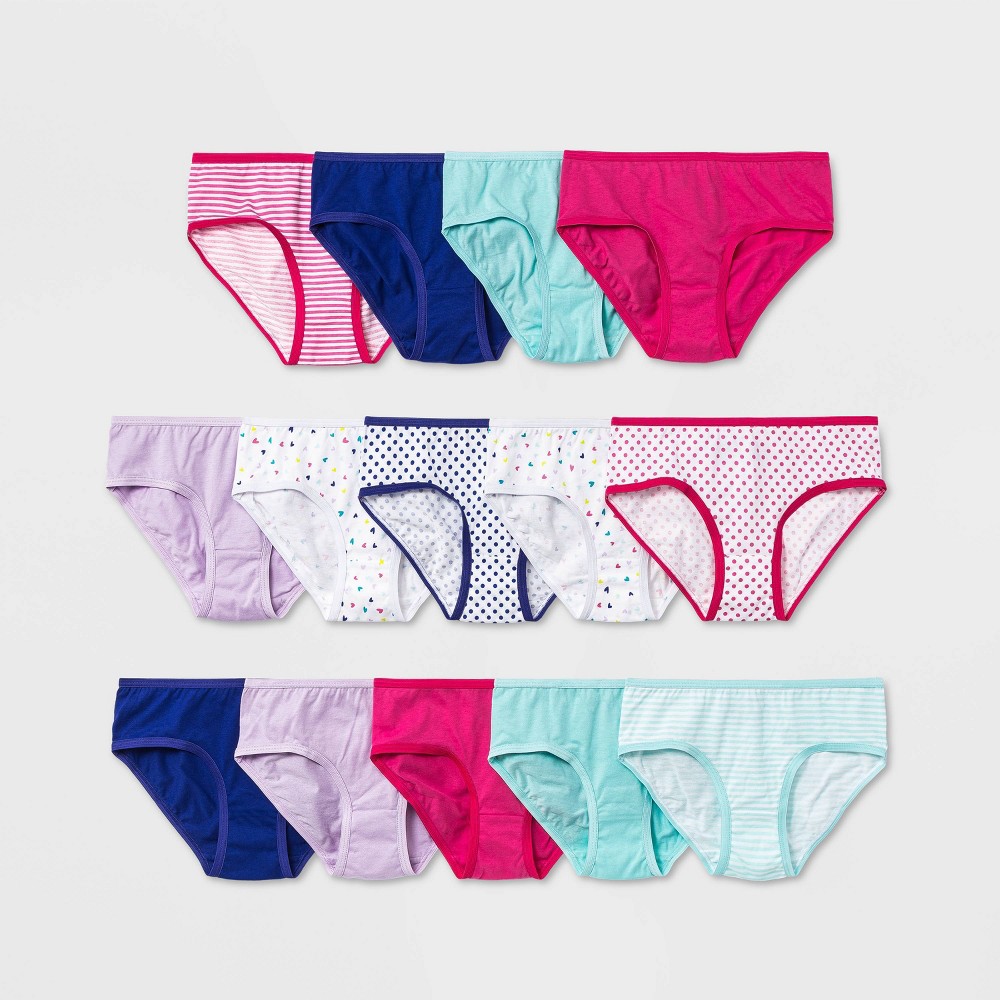 Girl s Assorted Brights 14 Pack Cotton Brief Panties - Size-10