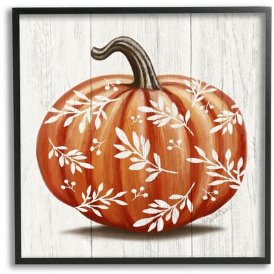 Stupell Industries Orange Fall Botanical Pumpkin Framed Giclee Art