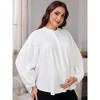 INSPIRE CHIC Women's Maternity Shirts Blouses Pleated Button Down Long Sleeve Pregnancy Nursing Top - 2 of 4