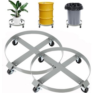 Heavy Duty 55 Gallon Drum Dolly with 4 Swivel Wheels, Steel Frame, Cross Brace Design for Stability, 1000 lbs Capacity, Warehouse and Industrial Use - 1 of 4