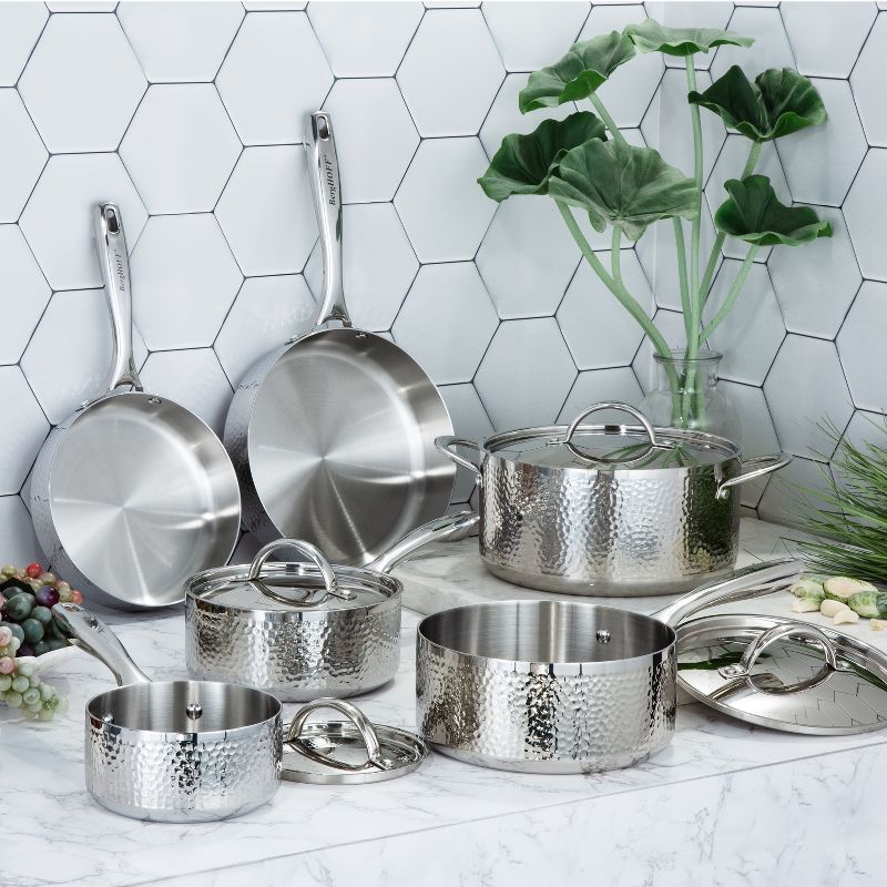 BergHOFF Vintage Tri-Ply Stainless Steel Cookware Set With Stainless Steel Lids, Silver, 2 of 16
