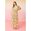 Slickblue Lightweight Woven Maxi Cover Up for Women, Printed Design with Empire Tie and Ruffled Sleeves, Size S-L - 2 of 4