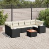 vidaXL Patio Sofa Set with Cushions Outdoor Furniture 8 Piece Poly Rattan - Black and Cream - 2 of 4
