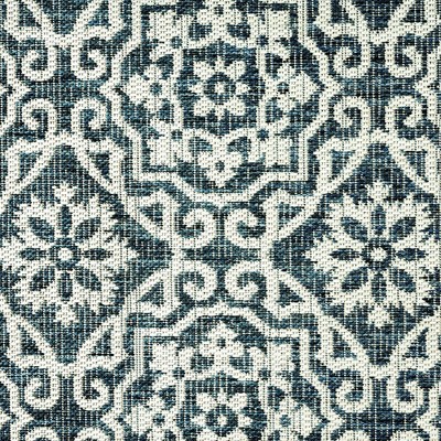 Teal Blue Geometric Synthetic Indoor/Outdoor Area Rug