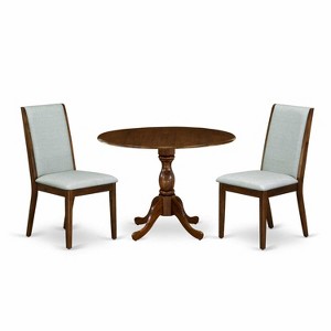 3-Piece Acacia Walnut Finish Solid Wood Top - Upholstered Dining Room Set  - Seats 4 - 1 of 4
