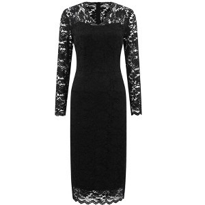 INSPIRE CHIC Women's Floral Lace V Neck Long Sleeve Cocktail Wedding Bodycon Dress - 1 of 4