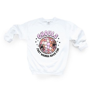 Simply Sage Market Women's Graphic Sweatshirt Ghouls Disco Ball - 1 of 2