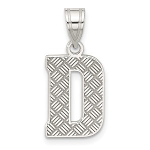 Black Bow Jewelry Sterling Silver, Sami Collection, Textured Block Initial D Pendant - 1 of 4