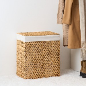 Kumasinova Water Hyacinth Woven Laundry Hamper with Removable Liner,Rectangular Natural Dirty Clothes Basket,127L Capacity,20.9"L x 15"W x 24.8"H - 1 of 4